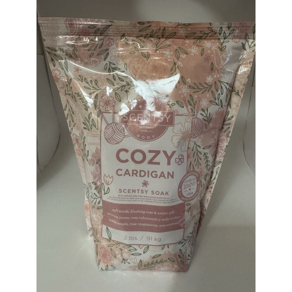 Scentsy Soak COZY CARDIGAN 2 lb Epsom Pink Himalayan Bath Salts DISCONTINUED New